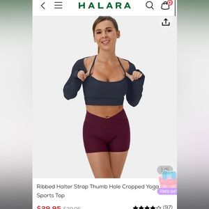 Halara Ribbed Halter Strap Thumb Hole Top